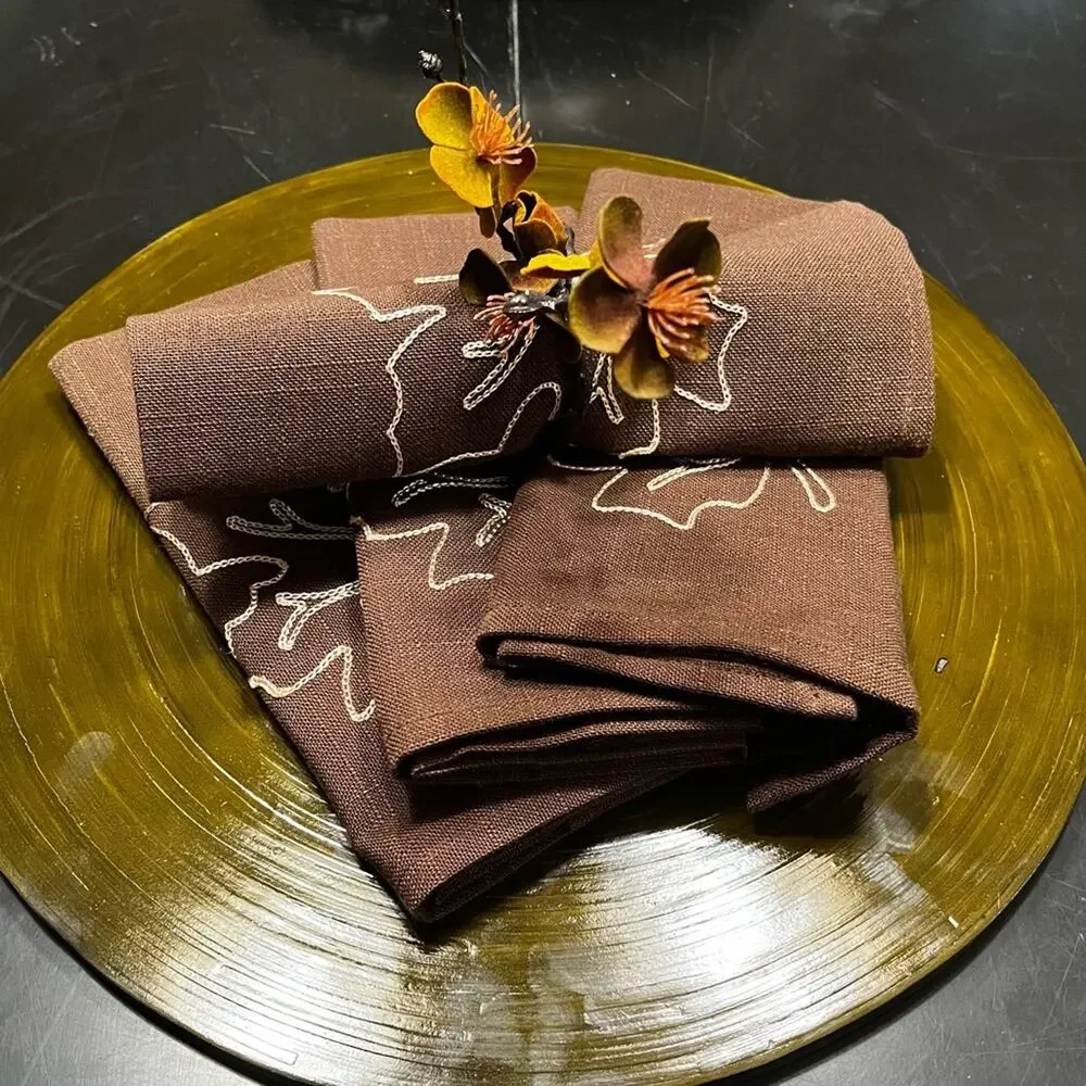 NEW Z Gallerie Twigs Flowers Fall Dining Table Napkin Rings Holders Set 4 NWOT
